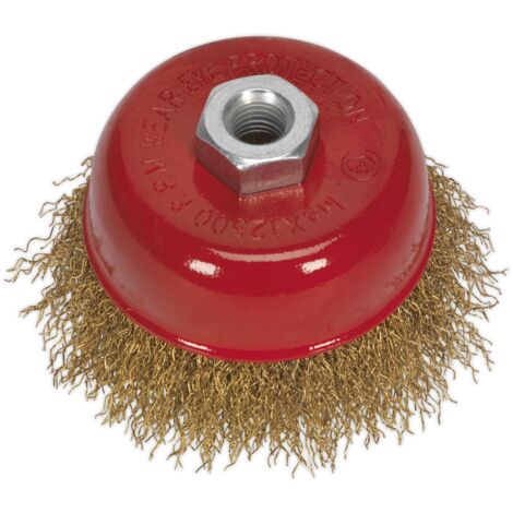 Sealey 75mm Brassed Steel Crimped Wire Cup Brush M14 x 2mm CBC752