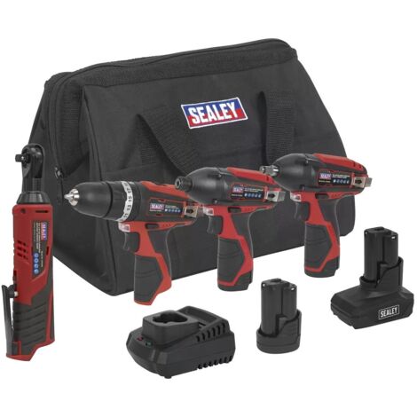 Sealey 4 x SV12 Series Cordless Power Tool Kit 12V - 2 Batteries CP1200COMBO