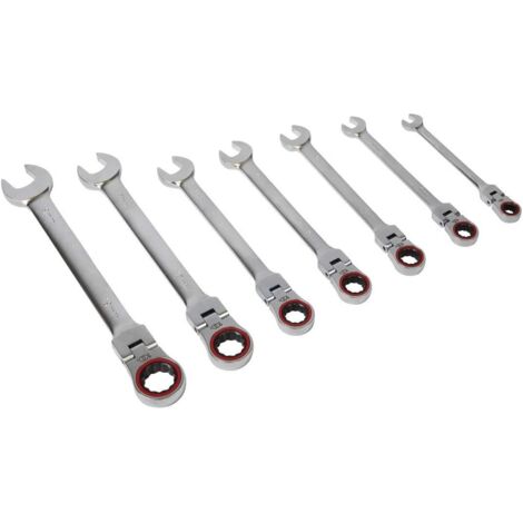 Sealey Premier Platinum Flexi-Head Ratchet Combination Spanner Set 7pc AK63943