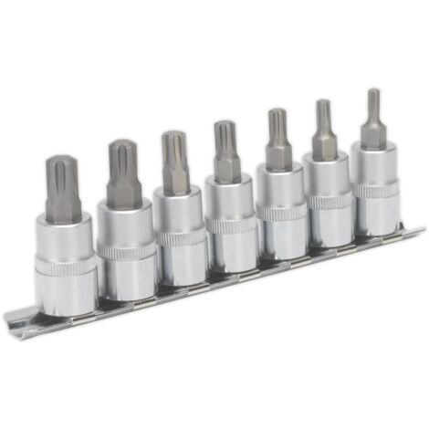 Sealey Premier Ribe Socket Bit Set 3/8""Sq Drive 50mm 7pc AK6232
