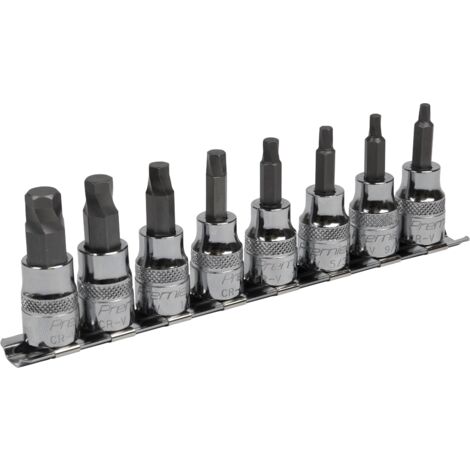 Sealey Premier Imperial Lock-On&trade Hex Socket Bit Set 3/8""Sq Drive 8pc AK65603