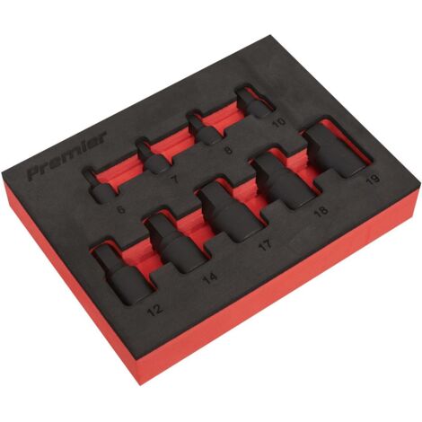 Sealey Premier Low Profile Hex Impact Socket Bit Set 1/4"" & 3/8""Sq Drive 9pc AK5525