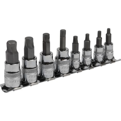 Sealey Premier Imperial Lock-On&trade Hex Socket Bit Set 1/4"" & 3/8""Sq Drive 8pc AK65602