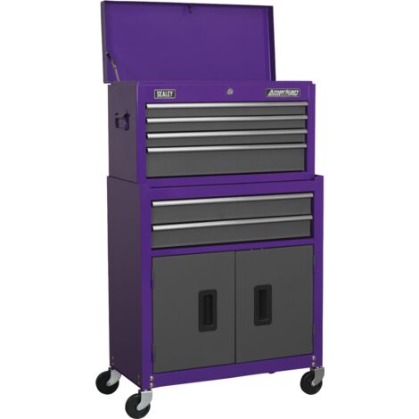 Sealey AP2200BBCP American PRO® Topchest & Rollcab Combination 6 Drawer - Purple/Grey