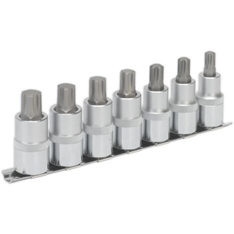 Sealey Premier Ribe Socket Bit Set 1/2""Sq Drive 55mm 7pc AK6234