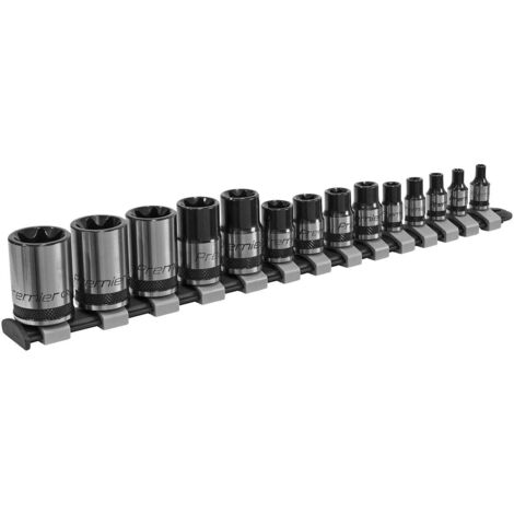 Sealey Premier Black TRX-Star Socket Set 1/4"", 3/8"" & 1/2""Sq Drive E4-E24 14pc AK618B