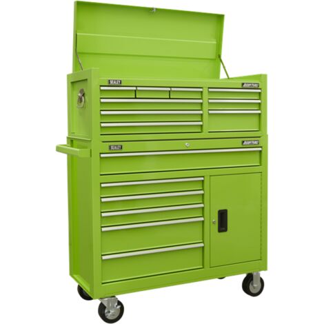 Sealey Green Toolbox Combination 15 Drawer With Ball Bearing Slides AP41STACKHV