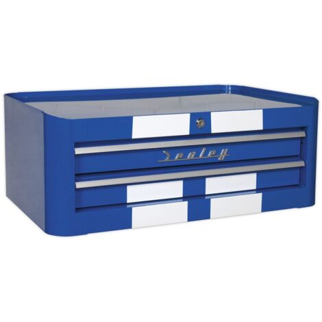 Sealey Mid-Box 2 Drawer Retro Style - Blue with White Stripes AP28102BWS
