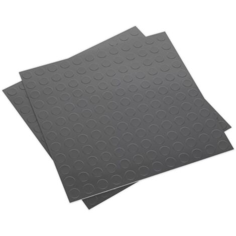 Sealey Vinyl Floor Tile with Peel & Stick Backing Silver Coin - Pack of 16 FT2S