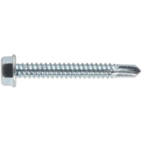 Sealey Zinc Plated Self-Drilling Hex Head Screw 6.3 x 50mm - Pack of 100 SDHX6350