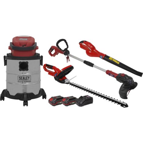 Sealey 4 x 20V SV20 Series Cordless Garden Power Tool Combo Kit - 2 Batteries CP20VCOMBO3