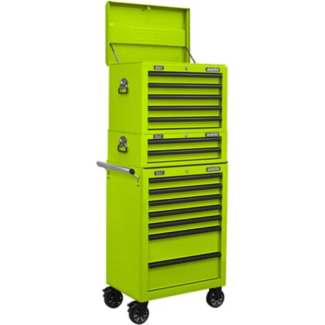 Sealey Green Toolbox Combination 14 Drawer with Ball-Bearing Slides APSTACKTHV