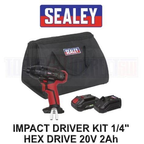 Sealey SV20 Series 1/4""Hex Drive Cordless Impact Driver 20V 2Ah CP20VIDKIT1