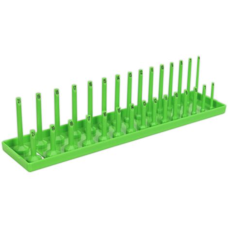 Sealey Socket Holder 3/8""D 6 to 21mm Hi-Vis Green 15 Standard 15 Deep SH3815HV