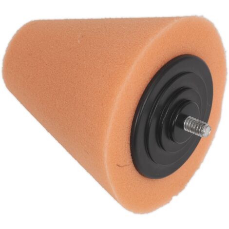 Sealey – Buffing & polishing foam cone PTCCHC85O – Orange/Firm – For precise application on alloy wheels – Ø35-Ø84 x 82mm (1/3)