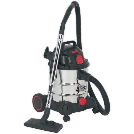 Sealey Vacuum Cleaner Industrial 20L 1400W/230V Stainless Drum Auto Start PC200SDAUTO