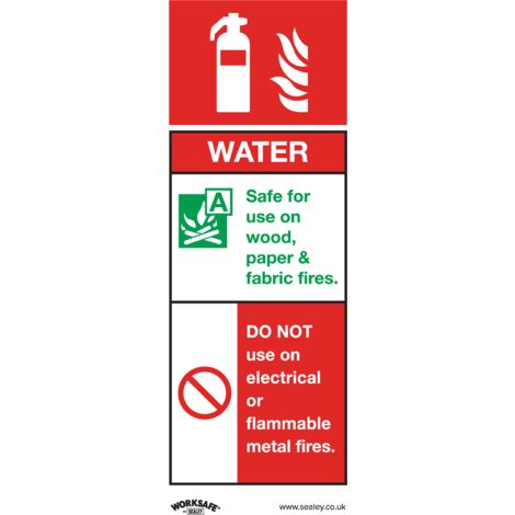 Sealey Worksafe&reg Water Fire Extinguisher Safety Sign, Rigid Plastic - Pack of 10 SS27P10