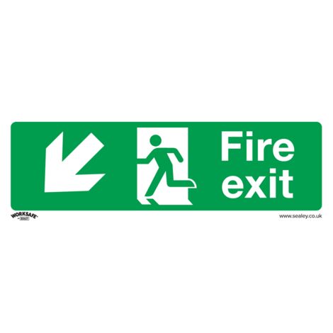 Sealey SS34V1 Worksafe&reg Fire Exit (Down Left) Safety Sign - Self-Adhesive Vinyl