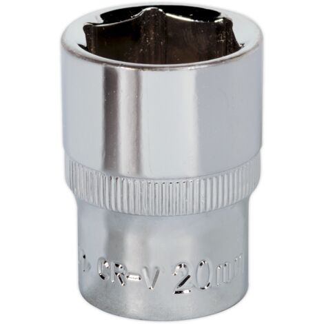 Sealey SP1220 Premier Fully Polished Socket 1/2"Sq Drive 20mm