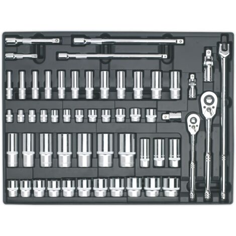 Sealey TBT31 Premier Socket Set with Tool Tray 3/8" & 1/2"Sq Drive 55pc
