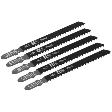 Sealey SJBT111C Jigsaw Blade for General Wood 100mm 8tpi - Pack of 5