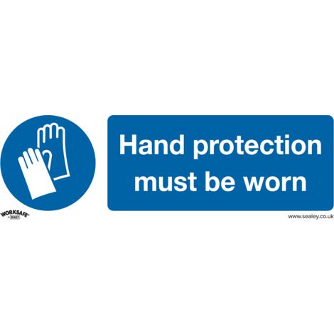 Sealey Mandatory Safety Sign - Hand Protection Must Be Worn - Rigid Plastic - Pack of 10 SS6P10