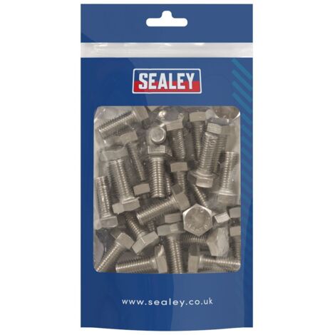Sealey S1025 Stainless Steel Hex Head Set Screw M10 X 25 A2, DIN 933 - Pack of 25