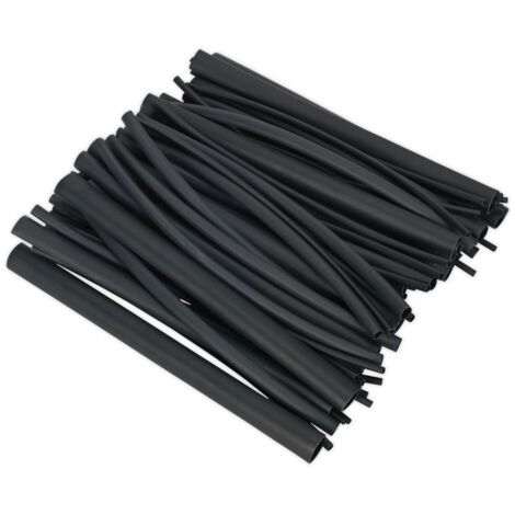 Sealey Adhesive Lined Heat Shrink Tubing Assortment 200mm 72pc - Black HSTAL72B