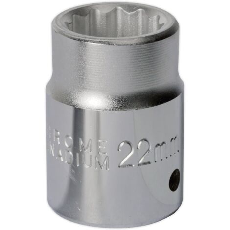 Sealey 22mm 3/4""Sq Drive Standard WallDrive Socket 12pt Chrome S34/22