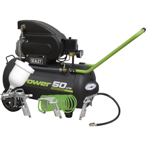 Sealey Air Compressor 50L Direct Drive 2hp 4pc Air Accessory Kit SAC5020EPK