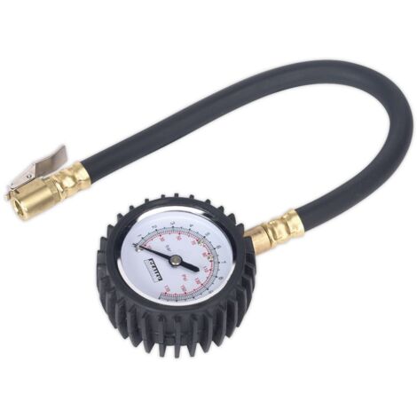 Sealey Tyre Pressure Gauge with Clip-On Chuck 0-7bar(0-100psi) TST/PG6