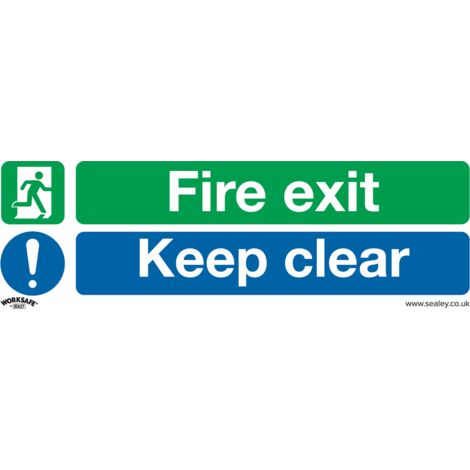 Sealey SS18P10 Worksafe Fire Exit Keep Clear Safety Sign, Rigid Plastic - Pack of 10