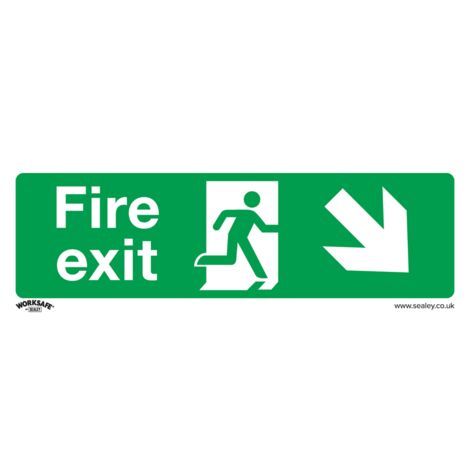 Sealey SS36P1 Worksafe® Fire Exit (Down Right) Safety Sign - Rigid Plastic
