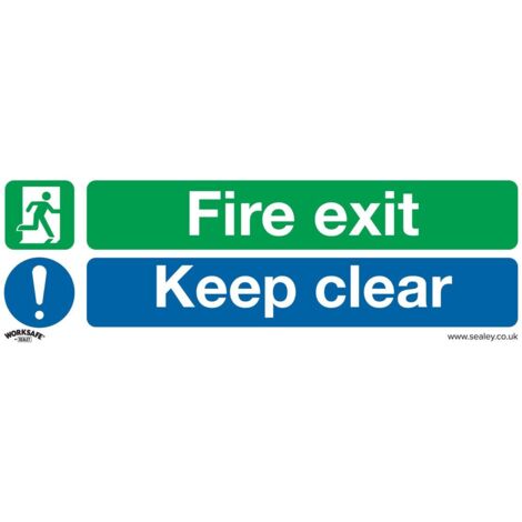 Sealey Worksafe&reg Fire Exit Keep Clear (Large) Safety Sign, Rigid Plastic - Pack of 10 SS32P10