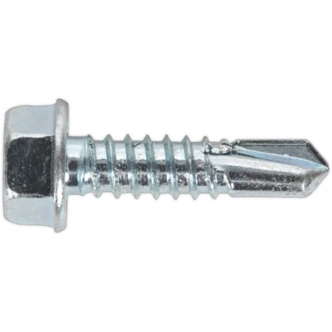 Sealey Zinc Plated Self-Drilling Hex Head Screw 6.3 x 25mm - Pack of 100 SDHX6325