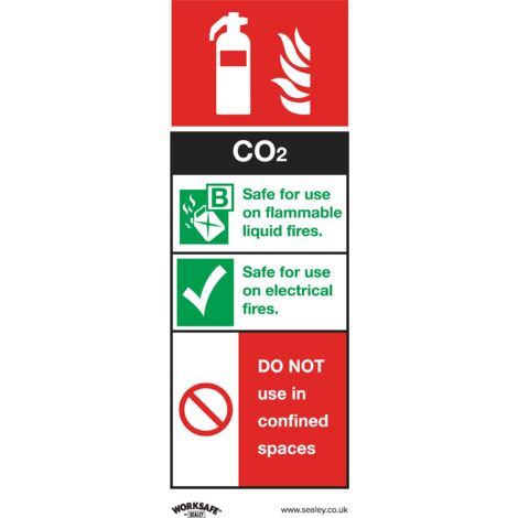 Sealey SS21P1 Worksafe CO2 Fire Extinguisher Safety Sign - Rigid Plastic