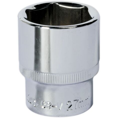 Sealey SP1227 Premier Fully Polished Socket 1/2"Sq Drive 27mm