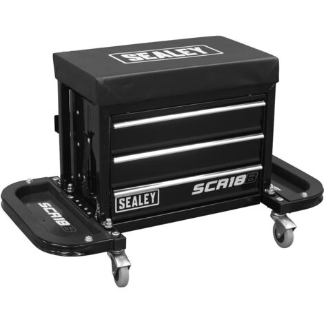 Sealey SCR18B Mechanic's Utility Seat & Toolbox - Black