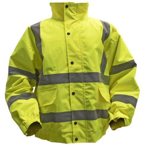 Sealey Worksafe&reg Hi-Vis Yellow Jacket with Quilted Lining, Elasticated Waist & Cuffs - Large 802L