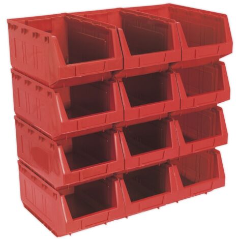 Sealey Plastic Storage Bin 210 x 355 x 165mm - Red Pack of 12 TPS412R