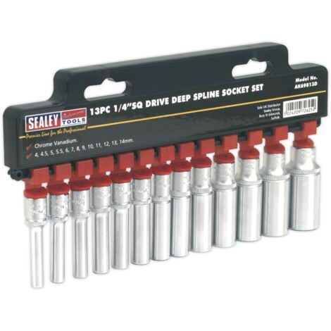 Sealey Premier Total Drive&reg Deep Socket Set 1/4""Sq Drive 13pc AK69813D