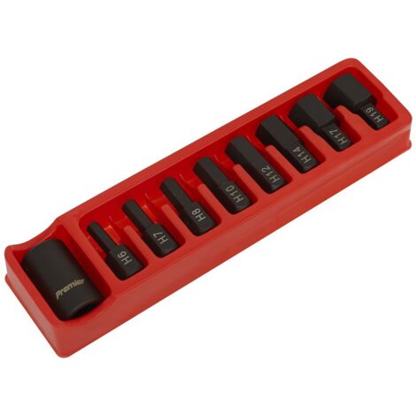 Sealey Premier Hex Impact Bit & Holder Set 1/2""Sq Drive 9pc AK5609