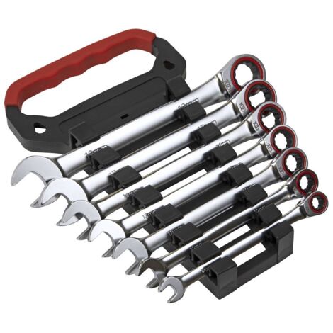 Sealey Ratchet Combination Spanner Set 7pc Metric Platinum Series AK63941