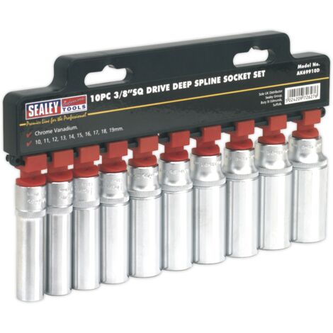 Sealey Premier Total Drive&reg Deep Socket Set 3/8""Sq Drive 10pc AK69910D