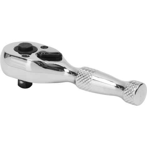 Sealey 1/4""Sq Drive Stubby Ratchet Wrench Pear Head Flip Reverse AK660S