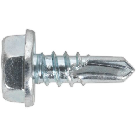 Sealey Self-Drilling Screw 4.8 x 13mm Hex Head Zinc Pack of 100 SDHX4813