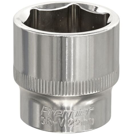 Sealey SP3822 Premier Fully Polished Socket 3/8"Sq Drive 22mm