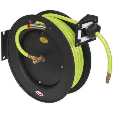 Sealey 15m Retractable High-Visibility TPR Air Hose with Metal Reel 10mm ID SA841HV