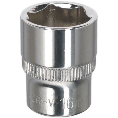 Sealey SP3816 Premier Fully Polished Socket 3/8"Sq Drive 16mm