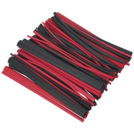 Sealey Adhesive Lined Heat Shrink Tubing Assortment 200mm 72pc - Black & Red HSTAL72BR